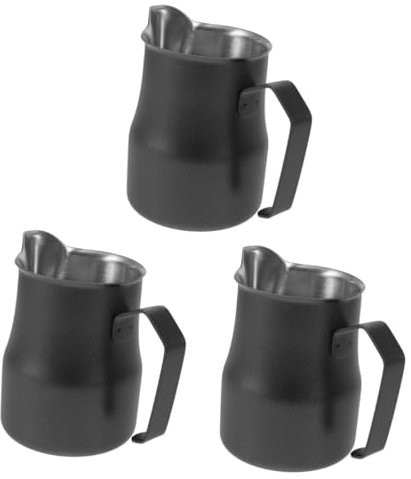 UKCOCO 3pièces Pichet à Lait Inoxydable Pour Mousse De Lait Tasse Professionnelle Pour Latte Art Capacité Pour Machines à Espresso Et Cappuccino
