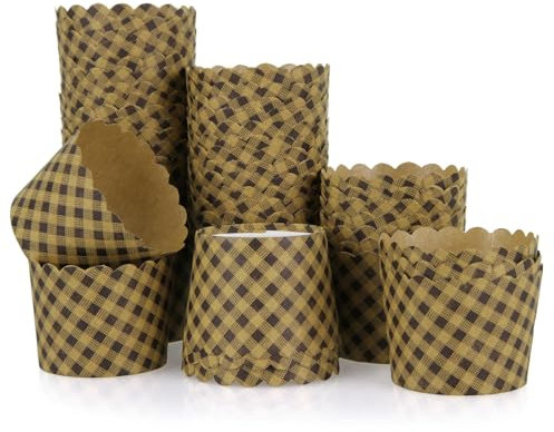 50 moldes de papel kraft marrón para magdalenas, magdalenas, panettone de Pascua, panettone, moldes de papel para panetones