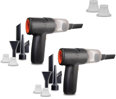 LIVINGTON PocketVac inkl. Ersatzfilter - Akku Handstaubsauger mit Gebläse - kabelloser Auto-Staubsauger - inkl. Aufsätze, USB-C Kabel, Aufbewahrungstasche & Filter