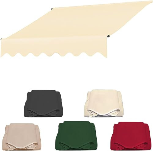 Balkon-Klemmmarkise mit höhenverstellbarem Sonnenschirm, 280 g Polyester, wasserdichtes Gewebe, ideal für Balkon, Garten, Terrasse, Beige, 2 m