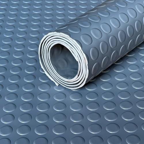 Shield Autocare 2m x 1.5m Dark Grey Coin PVC Flooring Roll | Non Slip Industrial Lino Vinyl Floor Matting for Garage Work Van Heavy Duty 3mm Thick 1.5m Width