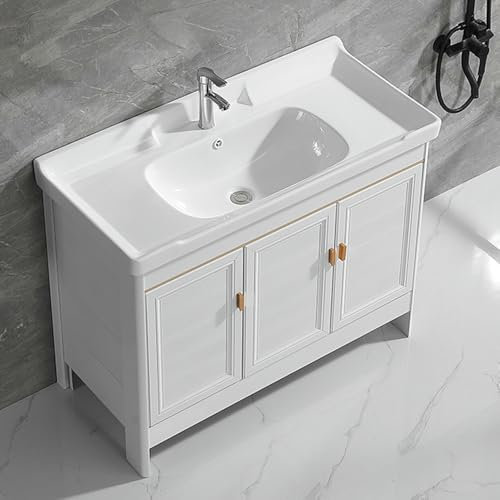 SdaryWare Mobile Bagno con lavabo in Ceramica, lavabo Indipendente con Rubinetto e mobiletto, mobiletto per lavello da Cucina, lavabo per Lavanderia, per Lavanderia,One Color-91x48cm/35.8x14.1in