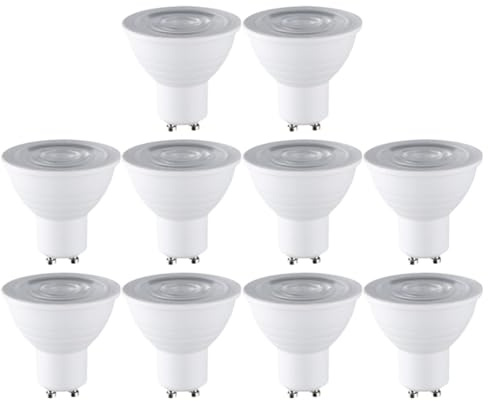 Uooduby Ensemble de 10 Spots Encastrés au Plafond 7W, avec Base GU10, Source Lumineuse LED Économe en Énergie, Éclairage Intérieur Blanc 6000K.
