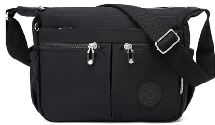 NOTAG Umhängetasche Damen, Wasserdicht Nylon Crossbody Bag Mittelgroß Mehrere Taschen Schultertasche Messenger Bag