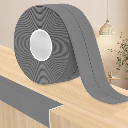 YushengTai Rodapie PVC, Gris 24 M PVC Rodapies Autoadhesivo 30 x 30 mm, Rodapie Apto Para Cocina y Baño (Gris)