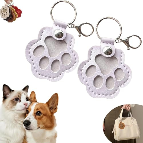 Glvomazty Personalisierte Aufbewahrungsbox für Tierhaare für Hunde, Haustierhaar-Aufbewahrungstasche, Fell-Schlüsselanhänger für Haustiere, Gedenkgeschenk für Hunde und Katzen, Pfotenform 2 Pcs