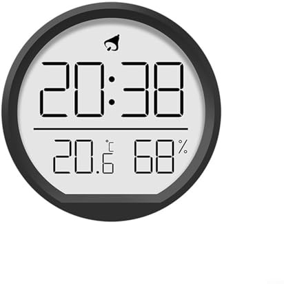 Oniissy Digital Thermometer Hygrometer Clock Indoor Temperature Humidity Monitor with Magnetic Mount LCD Display 12/24 Hour Format Celsius Fahrenheit Switch(black)