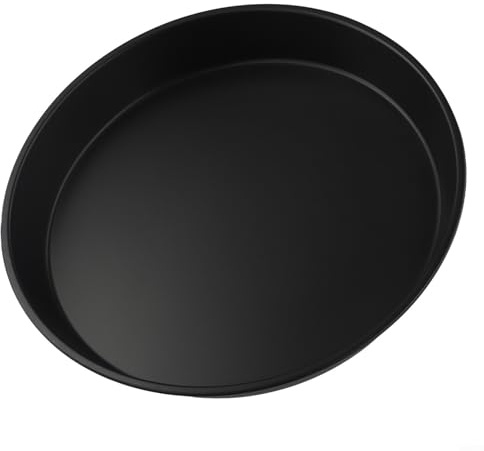 Teglia per pizza antiaderente da 30,5 cm, in acciaio al carbonio, tonda, per forno a microonde, base croccante, nera