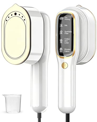 GothicBride Steamer Dampfglätter Reise, 2 in1 Dampfbügler Tragbar mit 5 Bügelmodi 100 ml Wassertank, 1000W Dampfbügeleisen 15s Schnelles Aufheizen(Weiß)