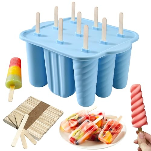 Máquina para hacer polos de hielo de silicona con palos de madera, sin BPA, para golosinas caseras, ideal para actividades de cocina de verano para niños