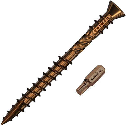 Antik – Tornillos de terraza de 5,0 mm, acero inoxidable A2, encerados antiguos, 200 unidades + broca, inoxidables, resistentes a la intemperie, tornillos para madera para construcción de terrazas