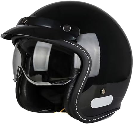 Aperto Casco Moto Retrò Casco Mezzo de Motociclista DOTECE Omologato Caschi Jet E Demi-Jet Moto Uomo E Da Donna Elmetto Scodella Con Visiera Caschi Cromwell Fodera Rimovibile D,M:57-58CM