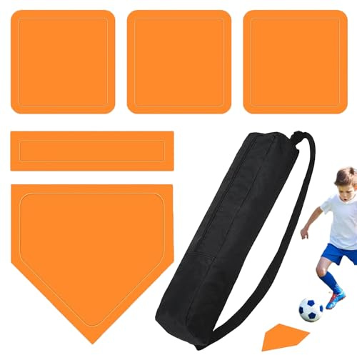 Generico Set Base da Baseball, Kit Base da Campo da 5 Pezzi, da Allenamento Impermeabili con Borsa di stoccaggio, Sportive in Resistente, Stile Campo da Allenamento, Set da Kickball per Uso Pra