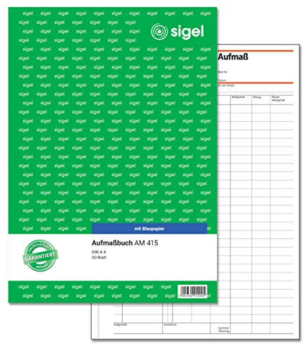 Sigel AM415 Aufmaßbuch, mit Blaupapier, DIN A4, 50 Blatt