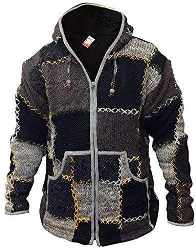 SHOPOHOLIC FASHION De Lana Hombres Patchwork súpercálido Chaqueta - Multi, Small