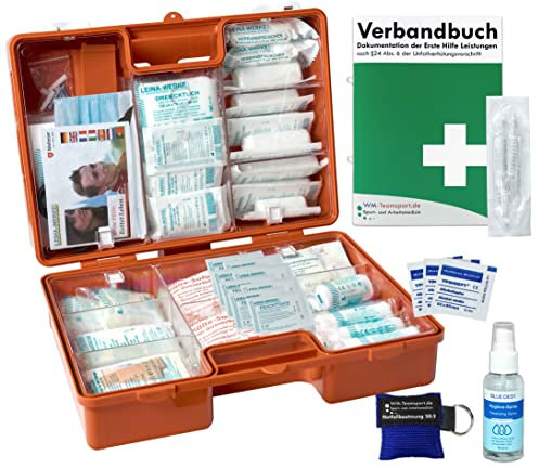 Erste-Hilfe-Koffer MAXI PRO M2 nach aktueller DIN 13169 für Betriebe ab 50 Mitarbeiter inkl. Verbandbuch, Hygiene-Gel & Notfallbeatmungshilfe