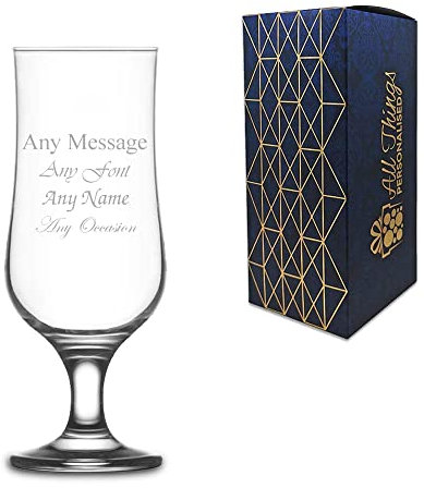 Personalised Engraved 385ml Nevakar Stemmed Beer Glass, Gift Boxed, Perfect for Any Beer Lover