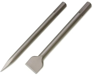 WERHE SDS Max Meißel Set 2-tlg., Spitz- und Flachmeißel 50 mm, 400 mm | gehärteter Chromstahl, 18 mm Schaft, für Beton, Mauerwerk und Ziegel, ideal für Abbruch und Renovierung