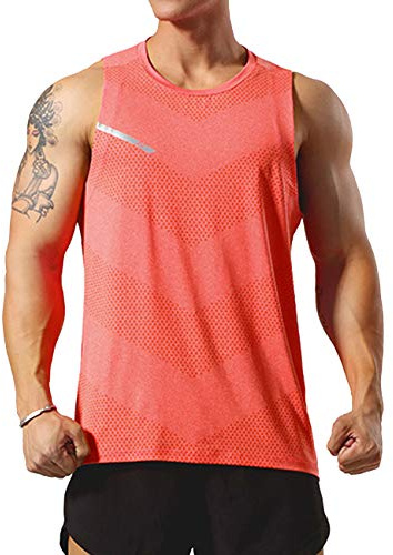 GYMAPE Herren Sportlich Trainieren Tanktops Ärmellos Muskel Laufshirts Ausbildung Schnelltrocknend Fitnessstudio Aktive Kleidung Orange 3XL