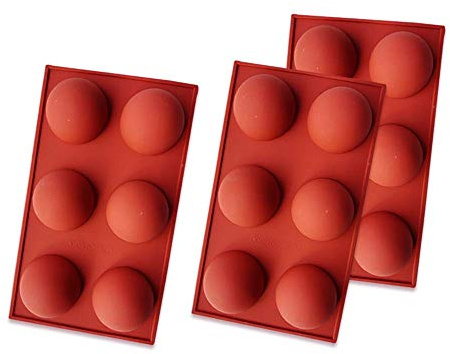 Zueyen : Lot de 3 moules en silicone à 6 cavités en forme de demi-sphère pour la pâtisserie pour réaliser du chocolat, des gâteaux, de la gelée, des dômes de mousse