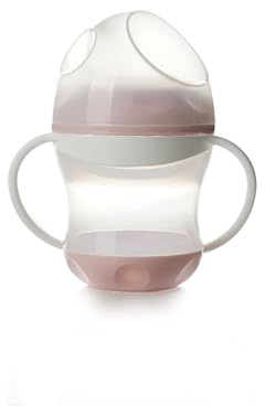 THERMOBABY - Tasse Anti-Fuite Bébé 180 ml Avec Bec Doux En Silicone - Poignées Ergonomiques - Couvercle Hygiénique - Facile À Nettoyer - Rose Poudré