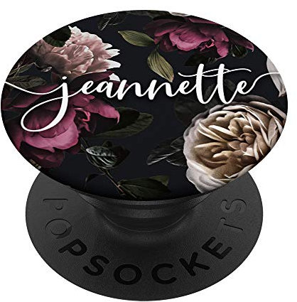 Jeannette Nom Personnalisé Floral Rose PopSockets PopGrip - Support et Grip pour Smartphone/Tablette avec un Top Interchangeable