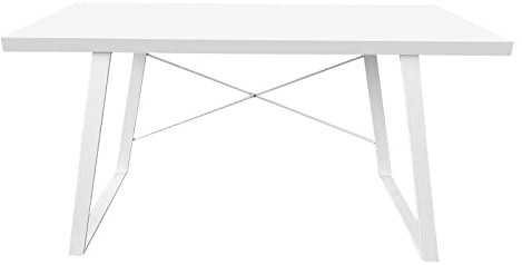 SVITA Industrial Schreibtisch Eiche-Optik weiße Metall-Beine Computertisch Bürotisch Arbeitstisch PC Tisch Weiß