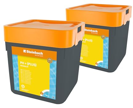 Steinbach Poolpflege pH-Plus Granulat - 0753205TV02-2X 5 kg - Zur pH-Wert-Erhöhung im Pool - Gut löslich & staubreduziert - Für stabile Wasserwerte & bessere Desinfektionswirkung
