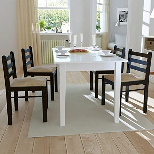YUMENG Esszimmerstühle 4 STK Küchenstühle, Esstisch Stuhl, Schminksessel, Wohnzimmerstuhl, Stühle Set, Braun Gummibaum Massivholz und Samt