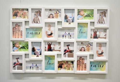 DEENZ 24 Picture Multi Aperture Photo Frame For 24 Photos Holds 6x4 Home Decoration, Living Room, Bedroom Room, Eye-Catching Design (White)