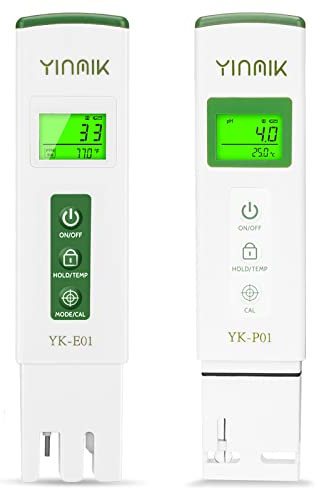 YINMIK Digitales pH Messgerät und TDS Tester Set, TDS EC mit Einem Horizontalen Bildschirm, ppm Messgerät Wasser, Pool pH wert Messgerät, TDS EC Messgerät für Trinkwasser,Aquarium…