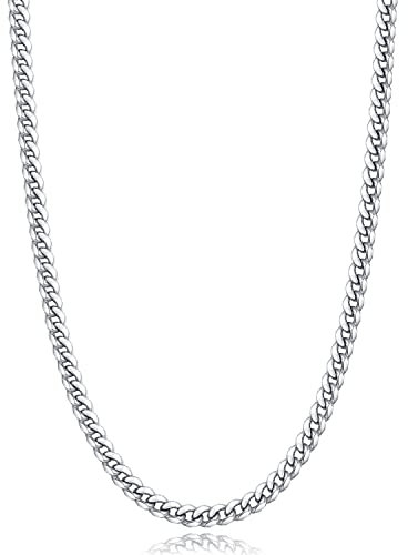 Jewlpire Halskette Herren, Robuste Silberkette Panzerkette Herren 925 Silber Karabinerhaken Link Chain Breite 4mm, Länge 45cm