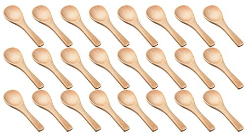 PHTOIT 60 Stück kleine Holzlöffel, Mini-Natur-Holzlöffel, Mini-Probierlöffel, Gewürze, Salzlöffel (natürliche Holzfarbe)