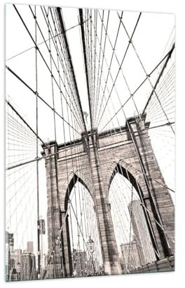Bilder auf Glas 70x100cm Glasbild Brücke Die Architektur New York Groß Wanddeko Bild im Glas Schlafzimmer Küche Deko Wandbilder Dekoration Wohnzimmer Modern Wall Wand Kunstdruck Art GPA70x100-5199