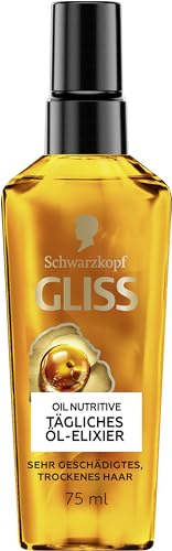 Gliss Huile capillaire quotidienne (75 ml), huile pour cheveux secs, nourrit et affine les cheveux sans les graisser, avec huile d'argan et vitamine E