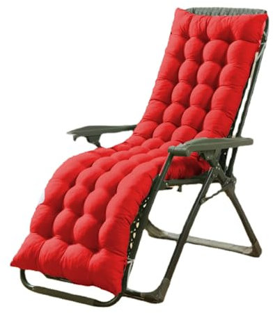 BangDon Dickes Gartenstuhlkissen, nur Sonnenliegen-Kissen, weiches Lounge-Stuhlkissen mit rutschfesten Bändern, Sitzbezug für Garten, Terrasse, Tatami (Rot, 155 x 50 cm)