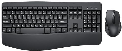 Tastiera ergonomica e mouse Combo - Tastiera senza fili con poggiapolsi Mouse ergonomico wireless per computer Windows e laptop - Nero (aggiornamento)