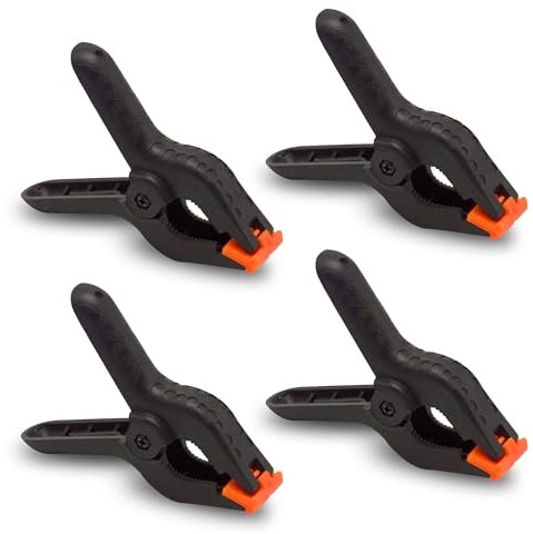 G4GADGET Pack of 4X 3.5 Inch Plastic Spring Clamps - Heavy Duty Quick Grip Clips for Woodwork, Crafts, Photo Studio, Muslin Backgrounds, and DIY Projects