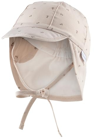 Sterntaler Schirmmütze Nacken Anker - Baby- und Kinder Mütze mit Nackenschutz Ohrenklappen und Bindeband - Sonnenmütze mit Futter aus Batist (Bio) - Sommer Kopfbedeckung
