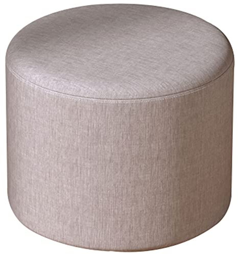 CVNIMV Hocker, luxuriöser Hocker, Fußhocker aus Leinen, runder Hocker, Frisiertisch, Abnehmbarer Pouf mit Metall und Holz für Schlafzimmer und Wohnzimmer (Größe: 28 x 20 cm, Farbe: Grau)