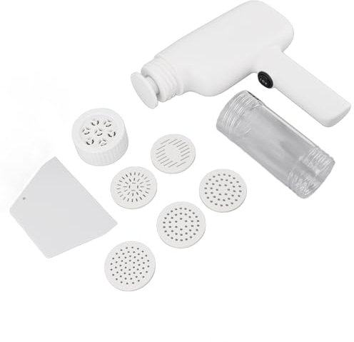 Máquina para Hacer Pasta, Máquina Automática para Hacer Pasta, Máquina para Hacer Pasta Casera con Batería Incorporada de 1500 MAh con 6 Moldes para Uso Doméstico y Familiar