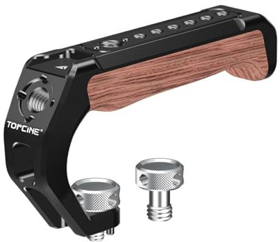 Oberer Griff aus Holz für die Kamera, oberer Handgriff, Arri-Positionierungsstift, 3/8-20-Gewindeschraube mit Mehreren 1/4-Löchern, Cold Shoe-Halterungen, superleicht