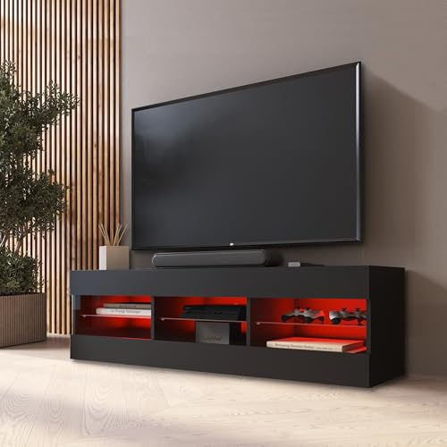 Komodee TV Schrank Tivoli A2 Schwarz/Schwarz 140x40,5x35,5 cm