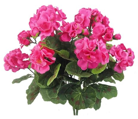 Kexpery - Juego de 2 flores de geranios artificiales de 32 cm, resistentes a los arbustos no tejidos, flores de geranio artificial, no requiere mantenimiento, cesta colgante para jardín, p