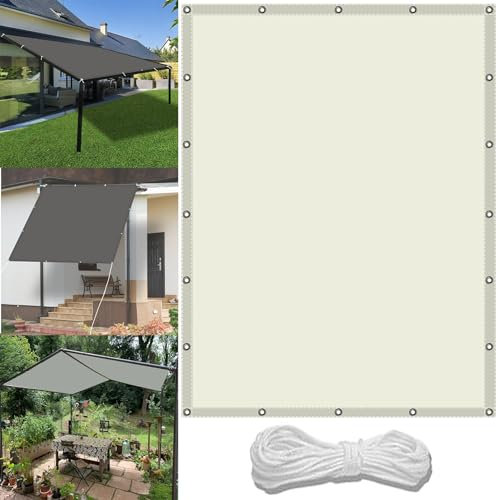 Wasserfestes Sonnensegel, 2,8 x 4 m, UV-Block, Gartenschirm mit Gratis Seil, wetterbeständig, elfenbeinfarben, Sonnenschutz für Hof, Hinterhof, Rasen, Pflanzen, inklusive Ösen für einfache