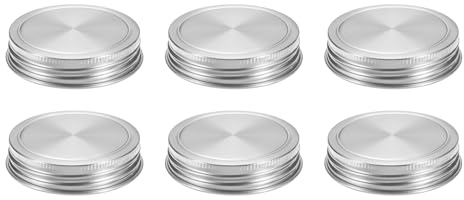 sourcing map 6 Pcs Regular Mouth Mason Jar Lids, 70mm Stainless Steel Mason Canning Jar Lids with Airtight Seal, Mason Storage Covers Caps, Rose Gold