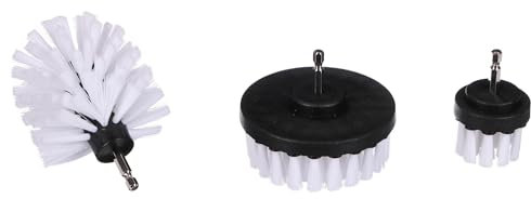 SIXTOL CAR DETAILING DRILL BRUSH 3 SOFT | 3-Piece Drill Brush Set | White Soft Brushes | Wheel, Undercarriage, Engine, Household Surfaces