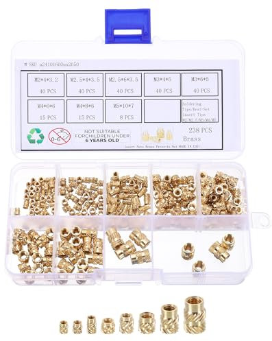 QUARKZMAN 238 Stück M2 M2,5 M3 M4 M5 Gewindeeinsatz 3D Druck Einpressmutter Messing Gewindemutter Einschmelzgewinde Threaded Inserts für Kunststoffschale