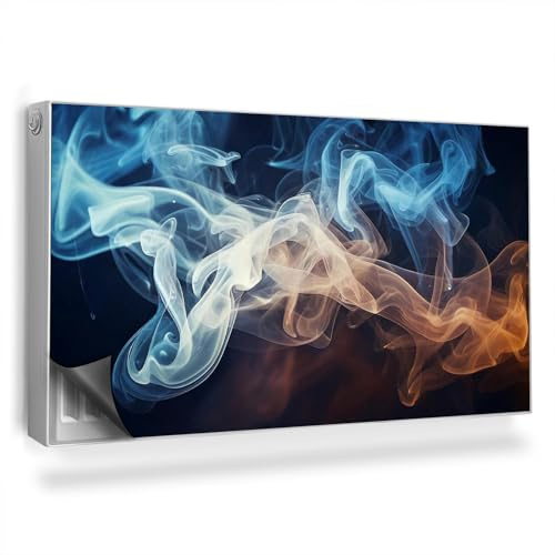 Magnetic Radiator Cover 110x60 cm (43,3x23,6 inch) Dust and Damage Protection Heat-Resistant Decoration Panel Easy Installation Built-in Magnet - Winding trail of colorful smoke black background