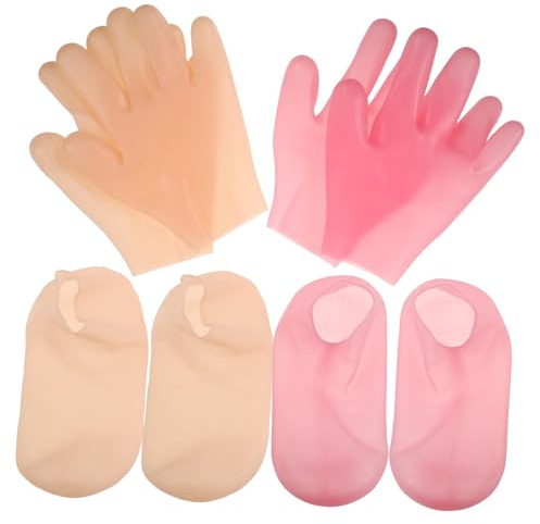 WRITWAA Silikon Fußmasken Socken Satz Für Tiefenwirksames Peeling Elastisch Feuchtigkeitsspendend Für Trockene Und Rissige Füße Fuß Und Handpflege Spa Und Massage